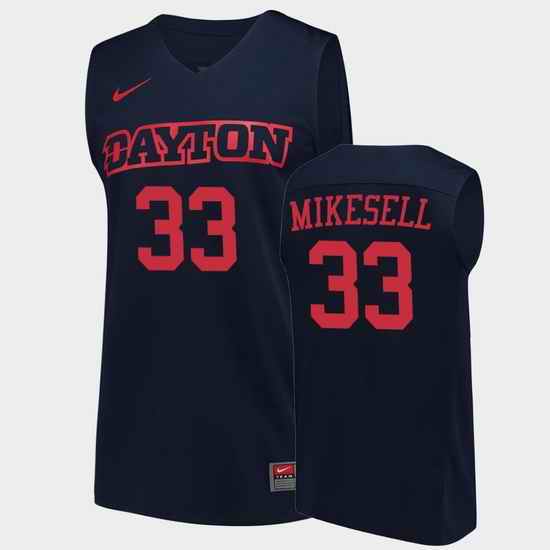 Men Dayton Flyers Ryan Mikesell College Basketball Navy Jersey 0A